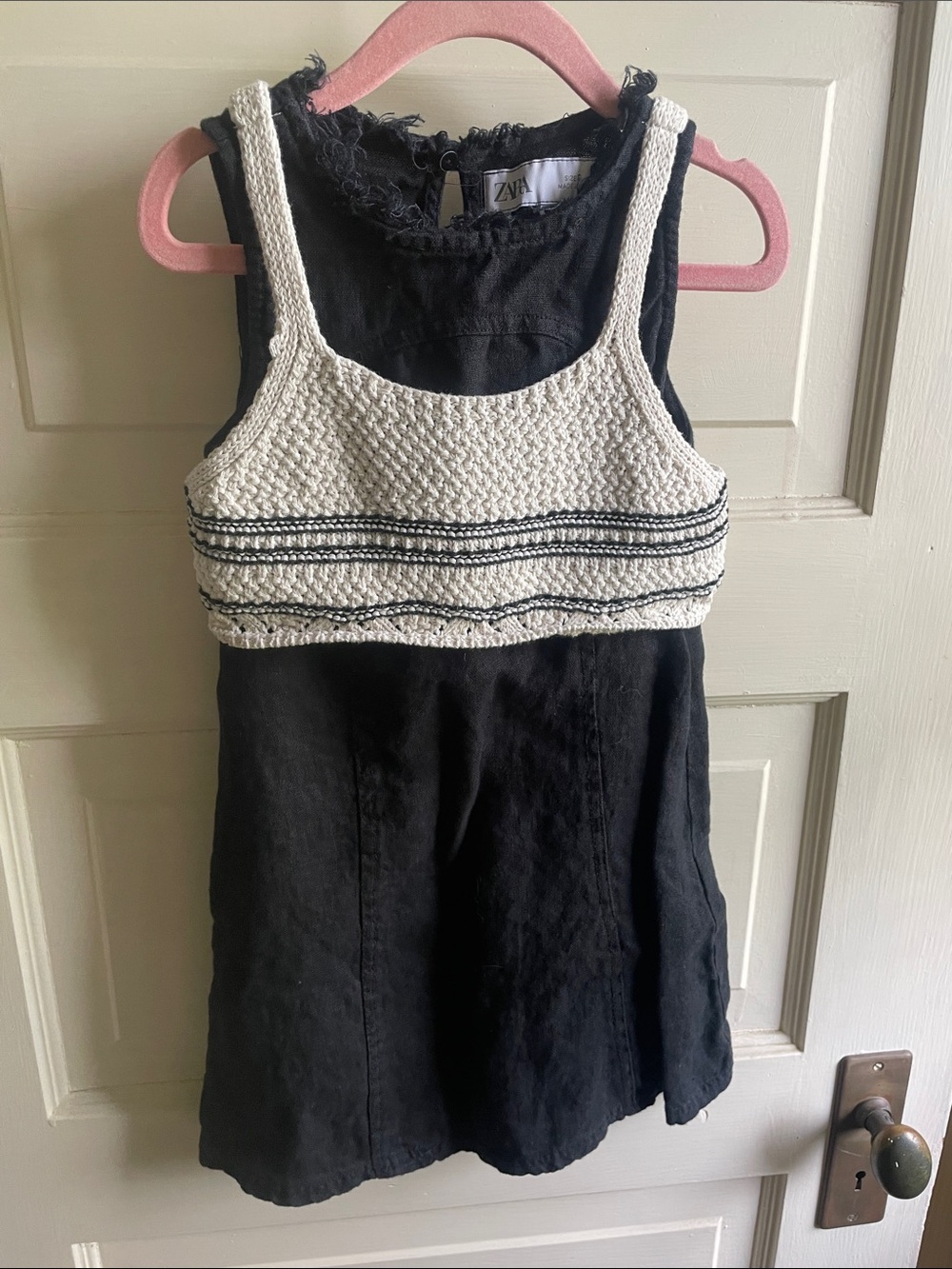 Zara Black Dress with Cream Crochet Cropped top